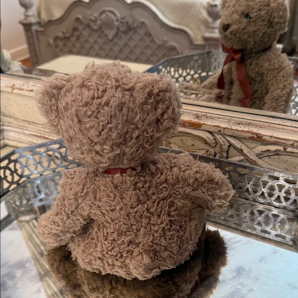 Restoration Hardware Curly Teddy Bear with Satin Bow